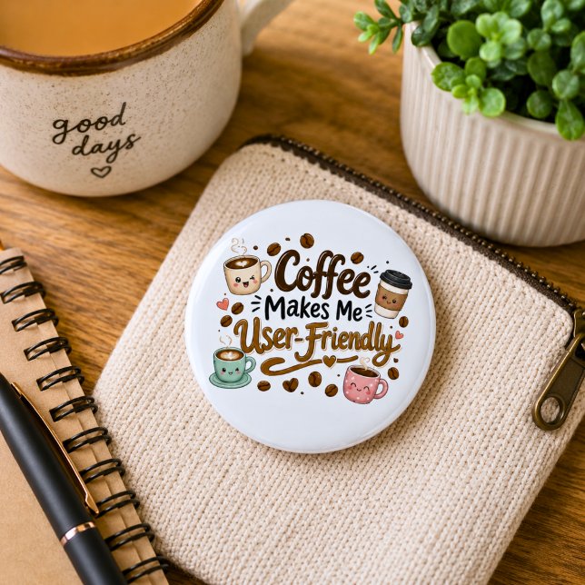 Bóton Redondo 5.08cm Café Divertido Me Torna Amigável  (Criador carregado)