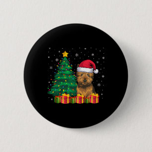 Bóton Redondo 5.08cm Cairn Terrier Santa Hat - Luzes de Natal