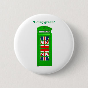 Bóton Redondo 5.08cm Caixa telefônica de Londres "Ficando verde"