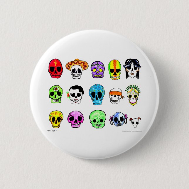 Bóton Redondo 5.08cm Calaveritas (Frente)