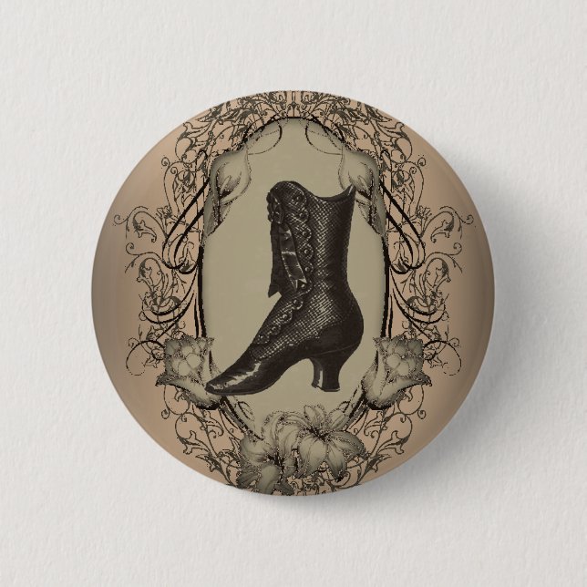 Bóton Redondo 5.08cm Calçado vitoriano parisiense retro-modista (Frente)