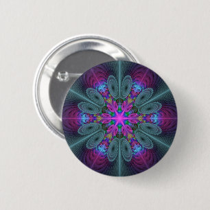 Bóton Redondo 5.08cm Caleidoscópio De Arte Fractal De Destaque