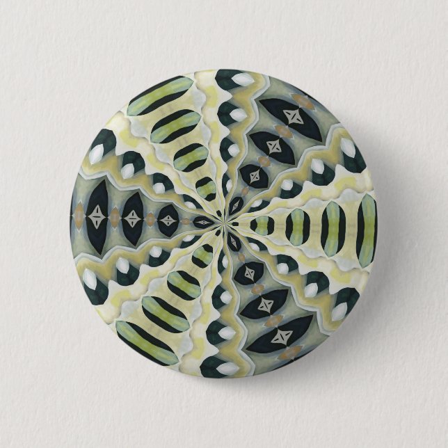 Bóton Redondo 5.08cm Caleidoscópio Simétrico de Tons Terrosos (Frente)
