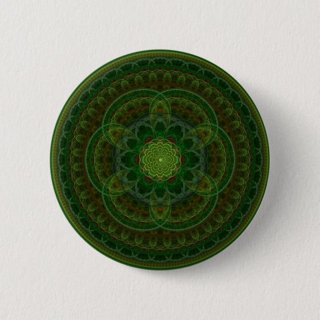 Bóton Redondo 5.08cm Caleidoscópio verde de florescência (Frente)