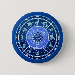 Bóton Redondo 5.08cm Calendário de Astrologia de Sinal Sun Zodiac Thund