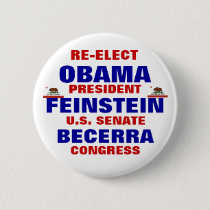Bóton Redondo 5.08cm Califórnia para Obama Feinstein Becerra