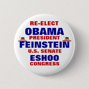 Bóton Redondo 5.08cm Califórnia para Obama Feinstein Eshoo