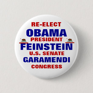 Bóton Redondo 5.08cm Califórnia para Obama Feinstein Garamendi