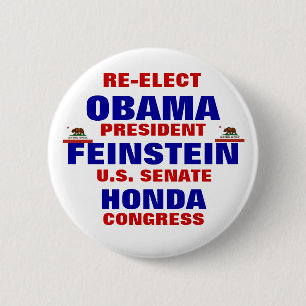 Bóton Redondo 5.08cm Califórnia para Obama Feinstein Honda