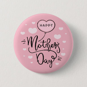 Bóton Redondo 5.08cm Caligrafia de Dia de as mães Feliz  Botão Pin