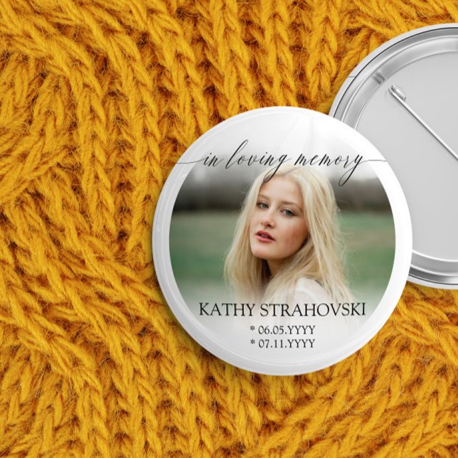 Bóton Redondo 5.08cm Caligrafia Delicada Na Foto Da Memória Adoradora (Criador carregado)