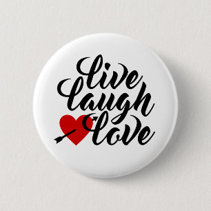 Bóton Redondo 5.08cm Caligrafia do Namorados Live Laugh Love Botão Pi