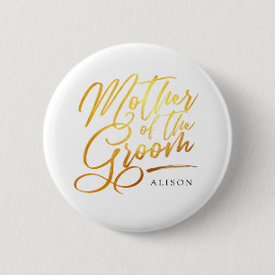 Bóton Redondo 5.08cm Caligrafia, Dourada Mãe da Maravilha elegante