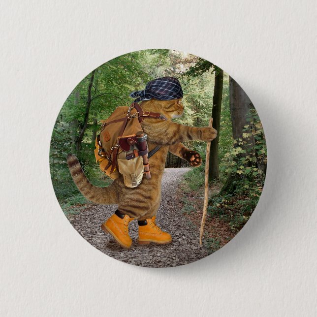 Bóton Redondo 5.08cm Caminhante de gatos com mochila (Frente)