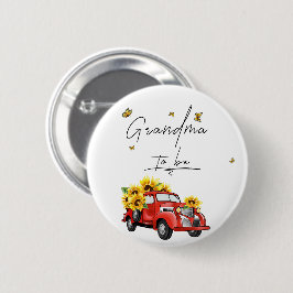 Bóton Redondo 5.08cm Caminhão Vermelho Vintage com flores girassosas Vo