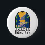 Bóton Redondo 5.08cm Caminho do Oceano Bar do Parque Nacional Acadia<br><div class="desc">Acadia vetor trabalho de arte design. O Parque Nacional Acadia fica principalmente na Ilha do Monte Deserto,  em Maine. A sua paisagem é marcada por florestas,  praias rochosas e picos granitos salgados por geleiras,  como a Montanha Cadillac.</div>
