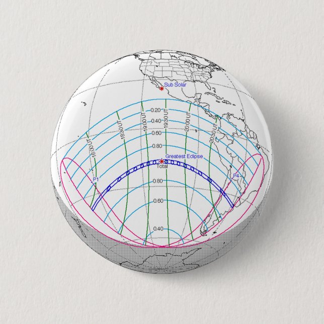 Bóton Redondo 5.08cm Caminho Global do Eclipse Solar 2019 (Frente)