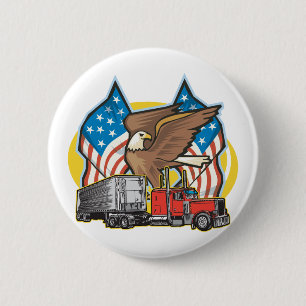 Bóton Redondo 5.08cm Camionista da bandeira americana