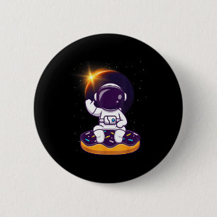 Bóton Redondo 5.08cm Camisa Astronauta Eclipse Solar Total Donut