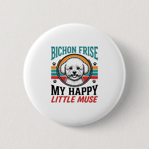 Bóton Redondo 5.08cm Camisa Bichon Frise Espírito Vintage Arte de Cacho