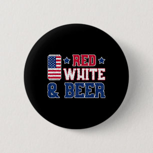 Bóton Redondo 5.08cm Camisa Branca Vermelha E Cerveja - Usa 4 De Julho