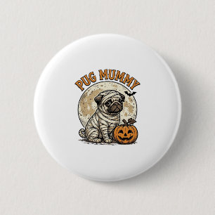 Bóton Redondo 5.08cm Camisa de Cachorro Vintage de Halloween de Pug Múm