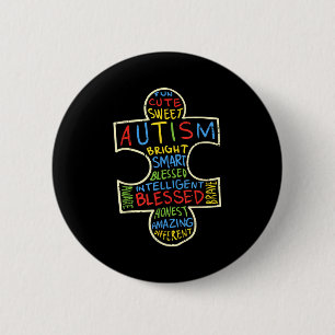 Bóton Redondo 5.08cm Camisa de Conscientização do Autismo Peça de Puzzl