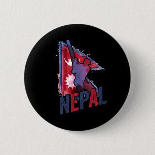Bóton Redondo 5.08cm Camisa de Críquete do Nepal Bandeira Nepalesa Adep