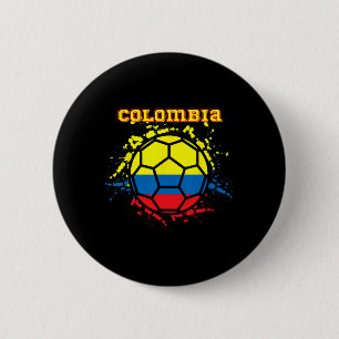 Bóton Redondo 5.08cm Camisa de Fã de Futebol Bandeira Colombiana Colômb
