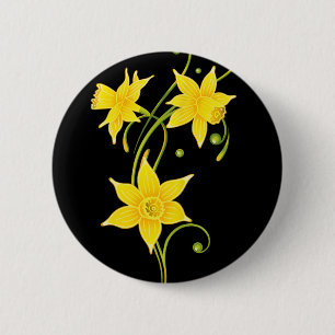 Bóton Redondo 5.08cm Camisa de Flor de Narciso Design de Primavera Pásc