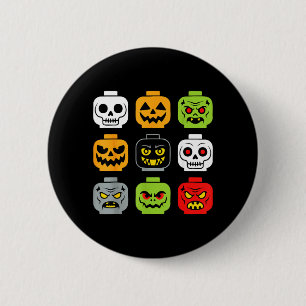 Bóton Redondo 5.08cm Camisa de Halloween com Cabeça de Tijolo para Home