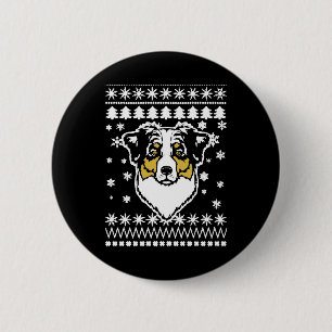 Bóton Redondo 5.08cm Camisa de Natal do Australian Shepherd