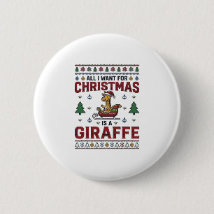 Bóton Redondo 5.08cm Camisa de Natal Girafa Trenó Festa Divertida Des