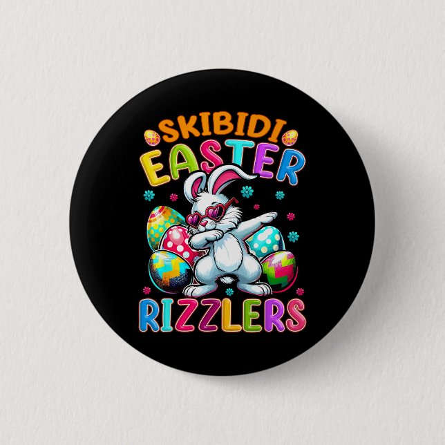 Bóton Redondo 5.08cm Camisa de Páscoa engraçada - Skibidi Easter Bunny  (Frente)