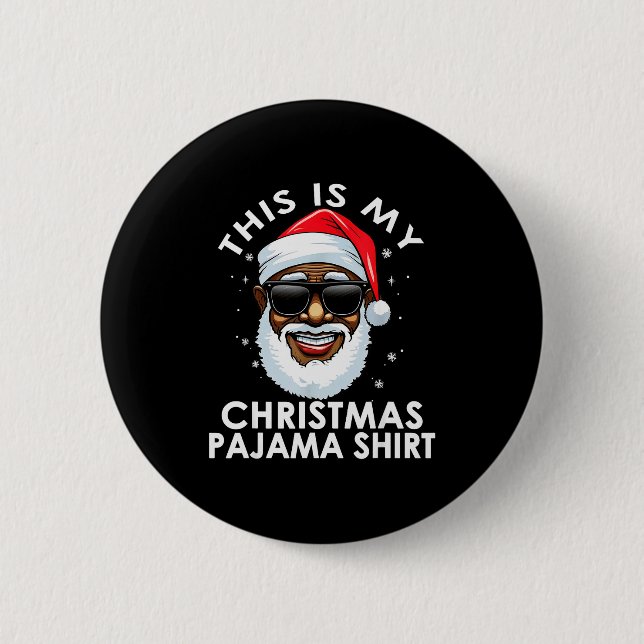 Bóton Redondo 5.08cm Camisa de pijama de Natal do Papai Noel afro-ameri (Frente)