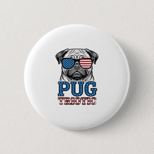 Bóton Redondo 5.08cm Camisa de Pug Patriótica com Desenho de Gravura Vi