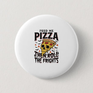 Bóton Redondo 5.08cm Camisa de Terror de Pizza Gravura Vintage Noite de