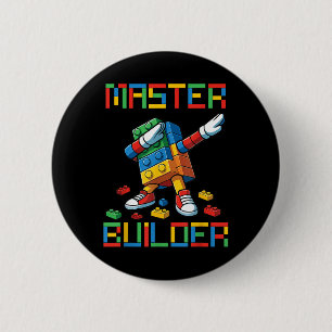 Bóton Redondo 5.08cm Camisa do Construtor Mestre Blocos Tijolos Constru