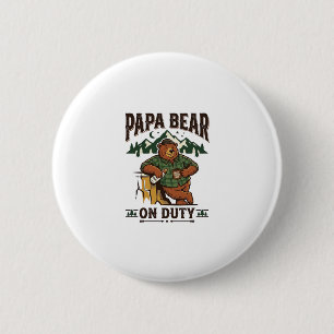 Bóton Redondo 5.08cm Camisa do Dia do Pai Urso Papa De Plantão Animal E