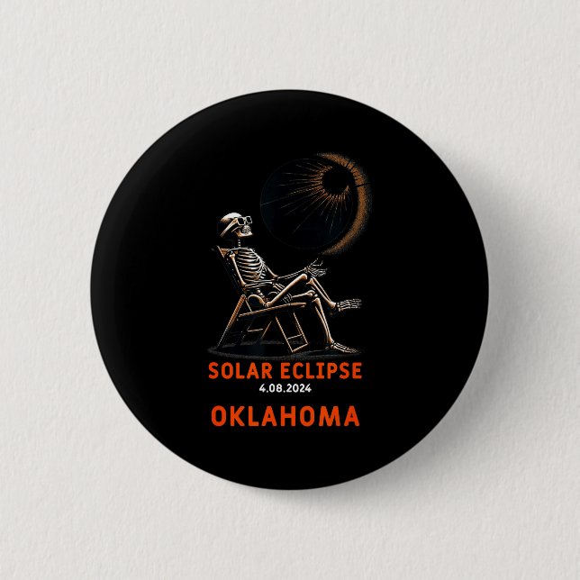 Bóton Redondo 5.08cm Camisa Eclipse Solar Esqueleto Oklahoma Lembrança (Frente)