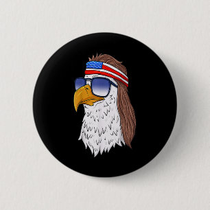 Bóton Redondo 5.08cm Camisa Engraçada Americana Bald Eagle Mullet 4 De