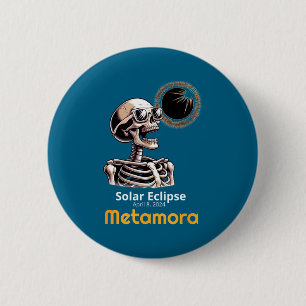 Bóton Redondo 5.08cm Camisa Esqueleto Eclipse Solar Metamora Indiana