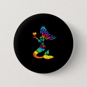 Bóton Redondo 5.08cm Camisa Mermaid Rainbow Tie-Dye nos anos 60 e 70