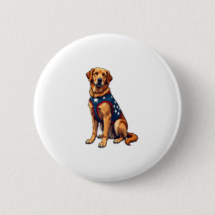 Bóton Redondo 5.08cm Camisa Patriótica de Cachorro de Serviço Golden Re