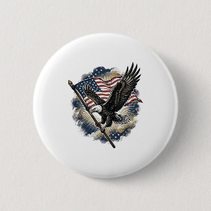 Bóton Redondo 5.08cm Camisa Patriótica Vintage Eagle Flag Design_1