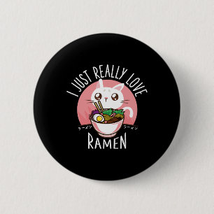 Bóton Redondo 5.08cm Camisa Ramen Cat Anime - Roupa Kawaii Roupas Otaku