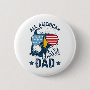 Bóton Redondo 5.08cm Camisa Retro All American Dad 4 De Julho Daddy Eag