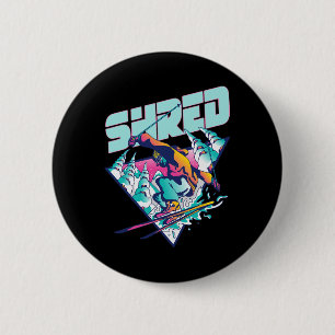 Bóton Redondo 5.08cm Camisa Shred Vintage Freestyle Ski Farda dos Anos