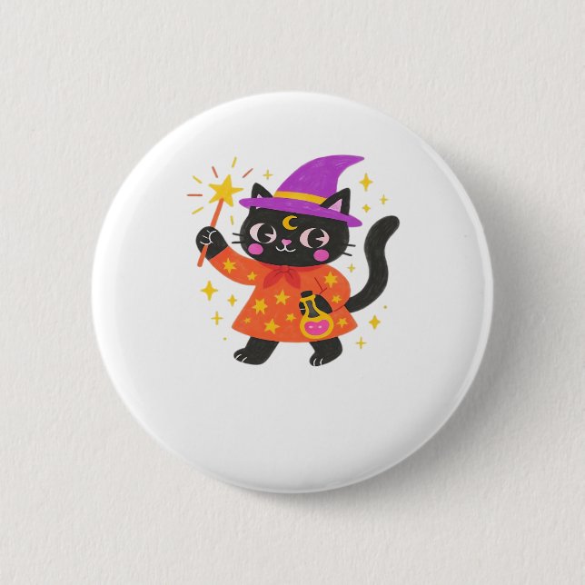 Bóton Redondo 5.08cm Camisa-T Clássica de Bruxa Gatinho Celestial Espum (Frente)
