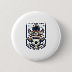 Bóton Redondo 5.08cm Camisa Vintage Astronauta Sinal de Paz do Futebol